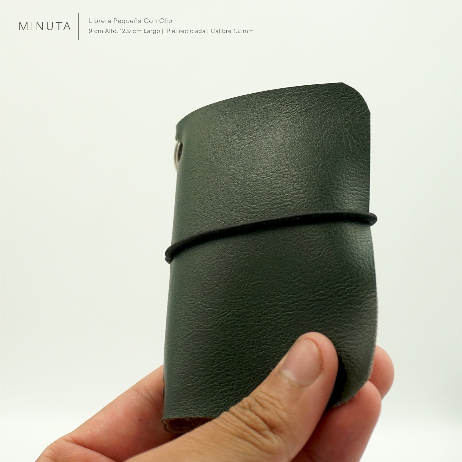 MINUTA — Libreta de bolsillo con funda de piel y clip