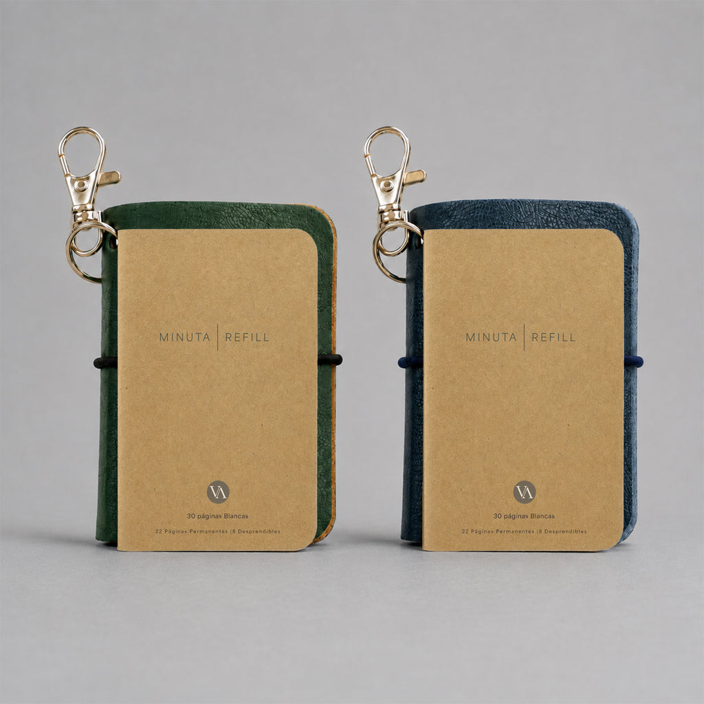 MINUTA — Libreta de bolsillo con funda de piel y clip