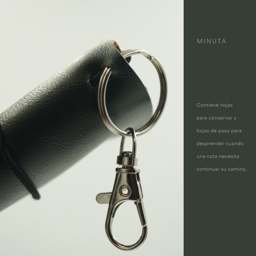 MINUTA — Libreta de bolsillo con funda de piel y clip