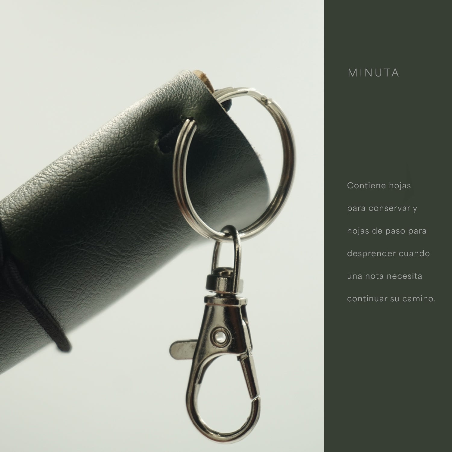 MINUTA — Libreta de bolsillo con funda de piel y clip